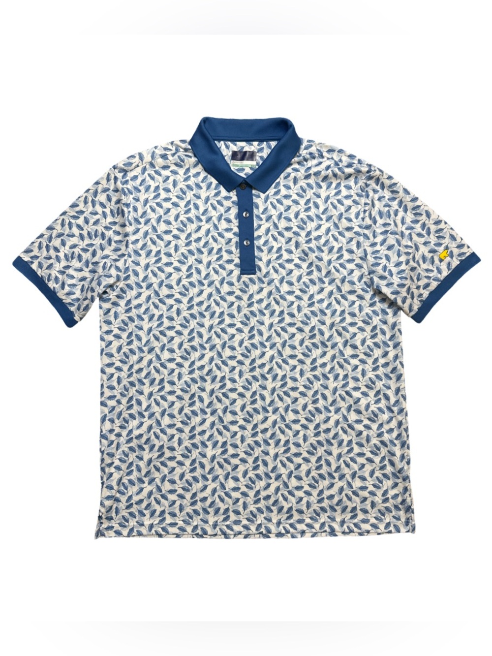 Jack Nicklaus Golf Mens XL Blue White Leaf Feather StayDri Polo Shirt SU2128